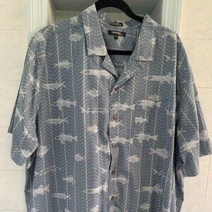 NWOT MENS Big + Tall 2XL BLUE George Classic FISH SHIRT ~ SALTWATER FISH DETAILS